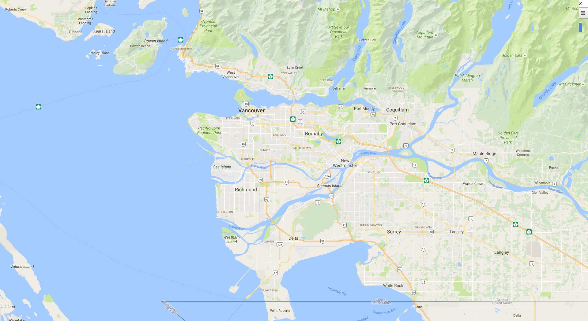 Map of Vancouver and Richmond